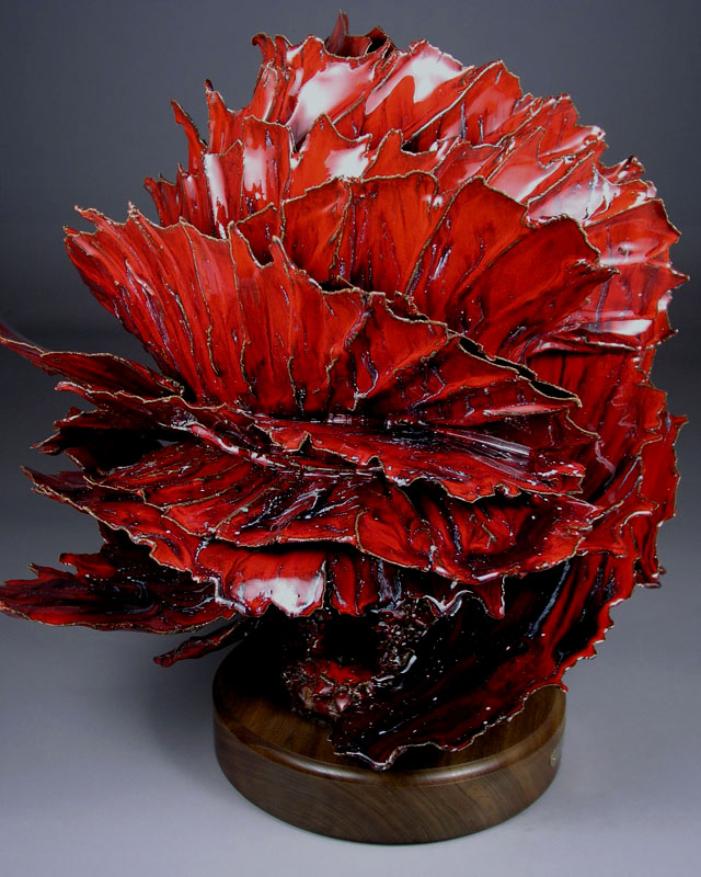 'Caldera' - abstract ceramic sculpture (side view)