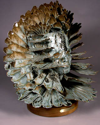 'Silver Leaf' - abstract ceramic sculpture