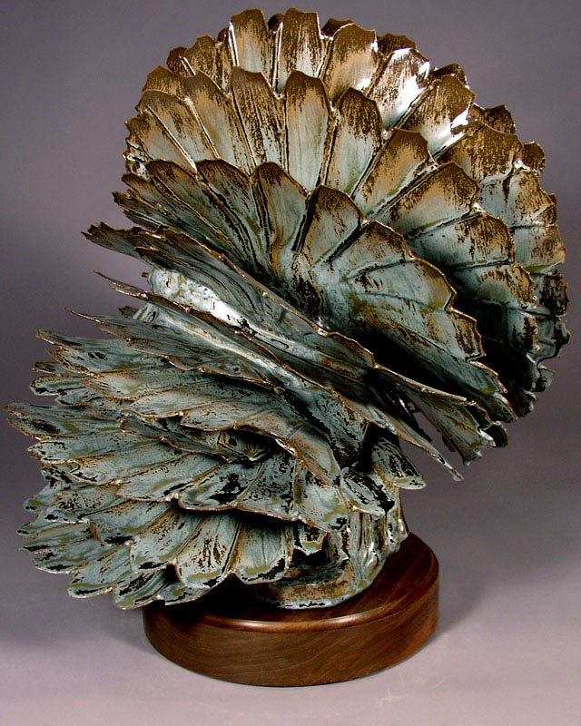 'Silver Leaf' - abstract ceramic sculpture